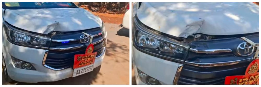 बेळगाव जिल्हाधिकार्‍यांच्या कारला ठोकलं