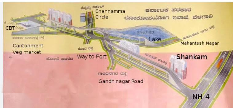 बेळगाव : गांधीनगर — चन्नम्मा सर्कल — धर्मवीर संभाजी चौक | फ्लाय ओव्हर
