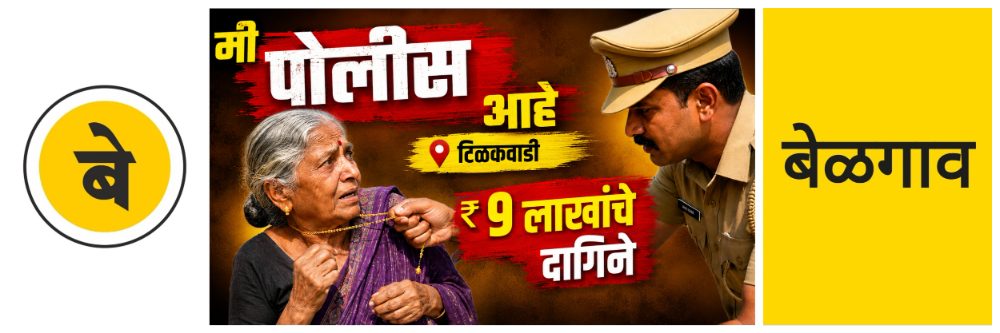 @ बेळगाव; पोलीस असल्याचे भासवून लूट; ₹ 9 लाखांचे दागिने लंपास