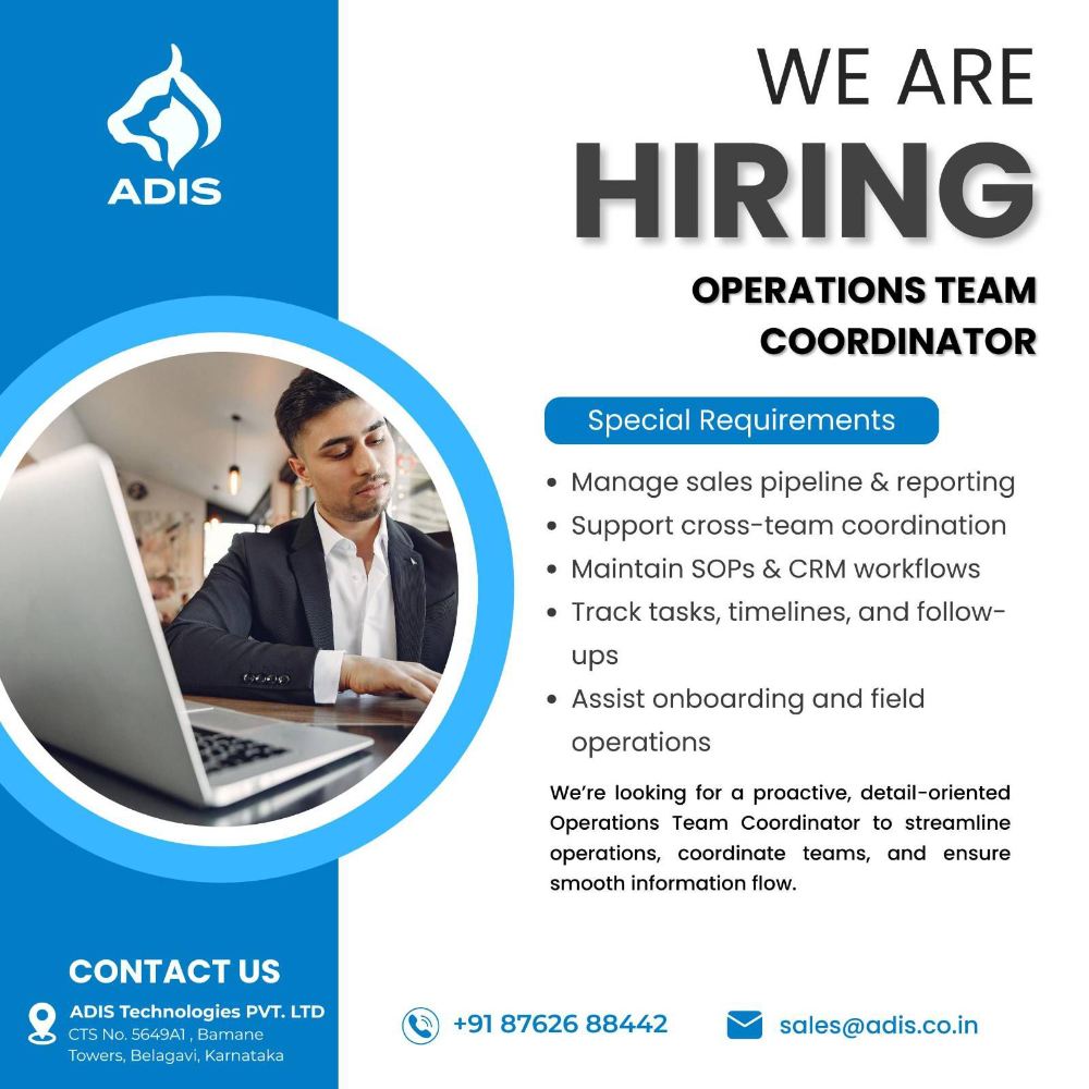 @ बेळगाव; We’re Hiring – Operations Team Coordinator