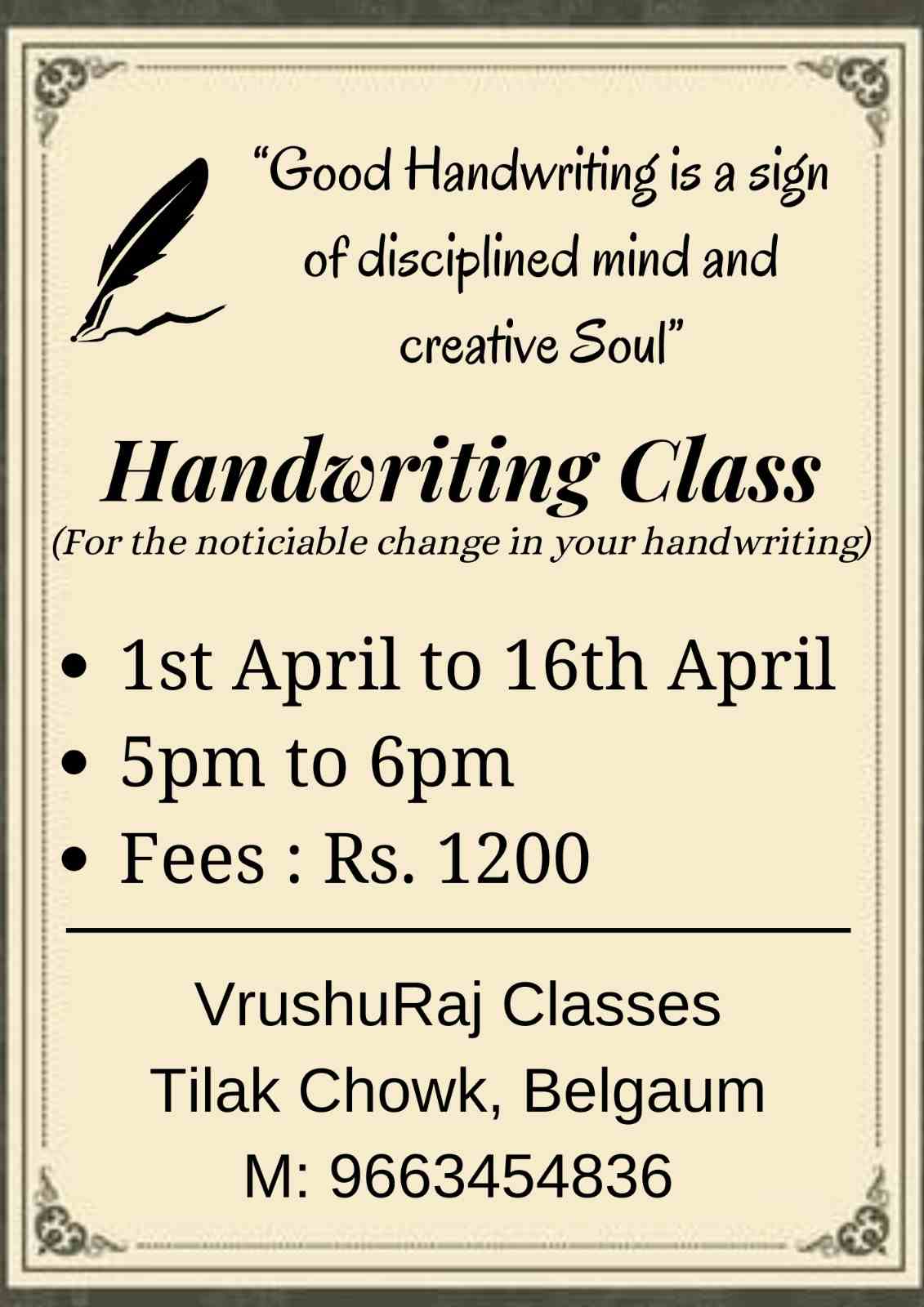 बेळगाव : Handwriting Class