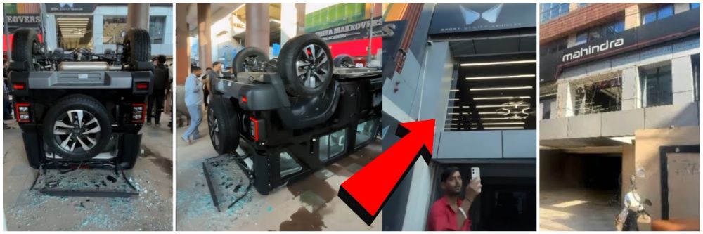 Video : नवी Thar खरेदी केली; पुजा करताना कार थेट पहिल्या मजल्यावरुन कोसळली
