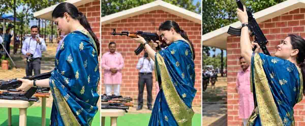 chhattisgarh-ips-officer-ankita-sharma-who-is-ankita-sharma-lady-singham-faces-backlash-over-ak-47-firing-video-on-dussehra-202610.jpg | Video Viral : साडी नेसून AK—47 मधून सलग 9 राऊंड फायर; | belgaum news | belgavkar बेळगावकर