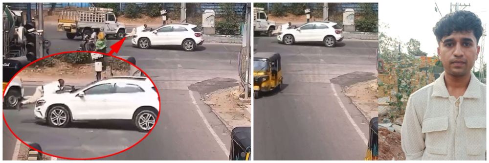 सुसाट मर्सिडीज, बोनेटवर ट्रॅफिक पोलीस आणि 1 किलोमीटरचा मृत्यूचा प्रवास