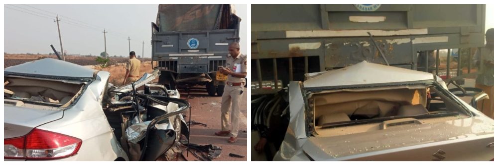 karnataka-news-horrific-road-accident-near-challakere-in-chitradurga-three-reserve-sub-inspectors-died-friends-wedding-died-lorry-and-car-202603.jpg | कर्नाटक; 3 पोलीस उपनिरीक्षक ठार; भीषण अपघात; | belgaum news | belgavkar बेळगावकर