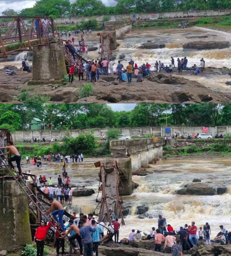 पुण्यातील इंद्रायणी नदीवरील पूल कोसळला;