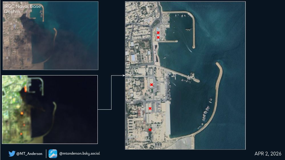 port-city-of-bandar-abbas-satellite-image-shows-smoke-rising-from-iranian-port-on-qeshm-island-satellite-imagery-shows-damage-irans-qeshm-port-after-us-israeli-strikes-202604.jpg | 'होर्मुझ सामुद्रधुनी'च्या 'टोलनाक्या'वरच अमेरिकेचा स्ट्राईक | belgaum news | belgavkar बेळगावकर
