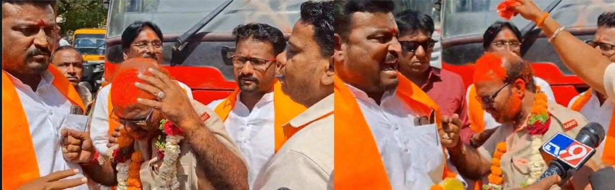 कर्नाटकच्या बस सोलापुरात अडवल्या, ड्रायव्हरच्या तोंडाला भगवा रंग फासला