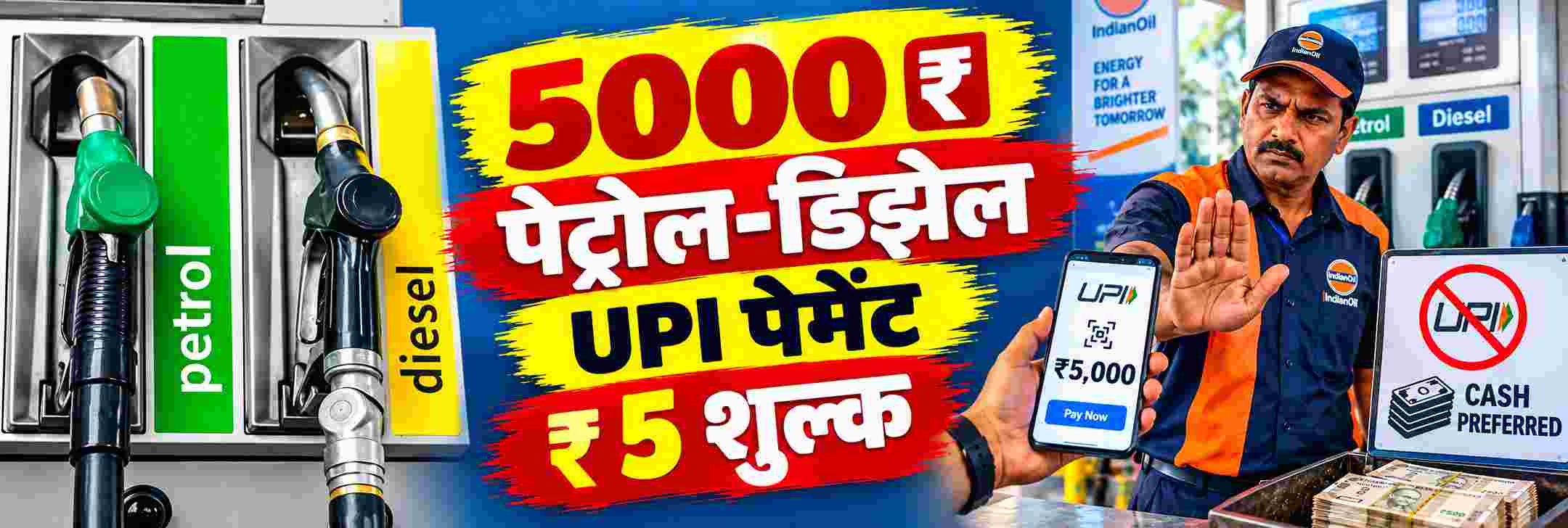 गाडीमध्ये ₹ 5000 हजारांचं पेट्रोल—डिझेल भरलं तर UPI नियमानुसार नक्की किती रुपये कापणार?