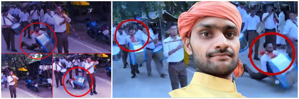 RSS च्या पथसंचलनात ढोल वाजवणाऱ्या स्वयंसेवकाचा मृत्यू — व्हिडिओ व्हायरल