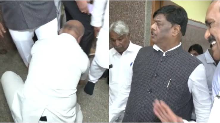 Watch Video : मंत्री साहेबांनी त्याच्याकडून घालून घेतले बूट;