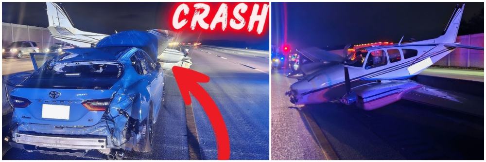 प्रायव्हेट विमान थेट हायवेवरील कारवर