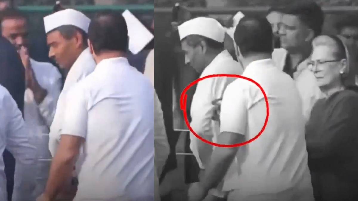 Video : राहुल गांधींनी काँग्रेस कार्यकर्त्याला धक्का दिला आणि सोनिया गांधींनी अडवलं?