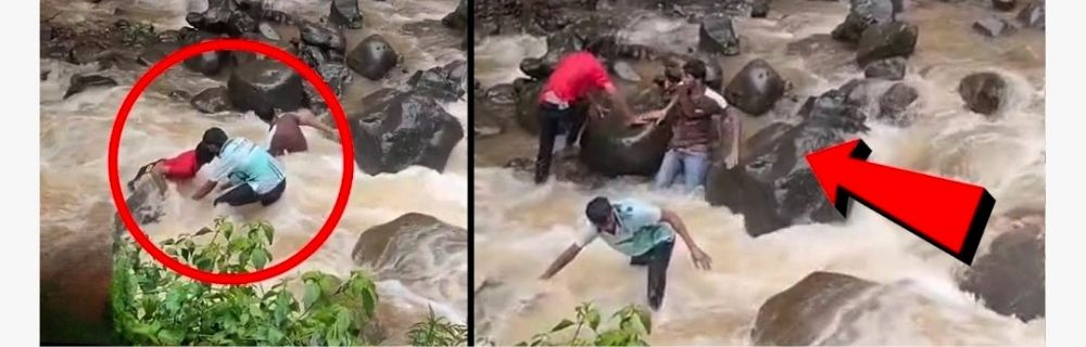 Video : वाहत्या धबधब्या खाली सेल्फी काढायला गेला अन्.. #Selfie